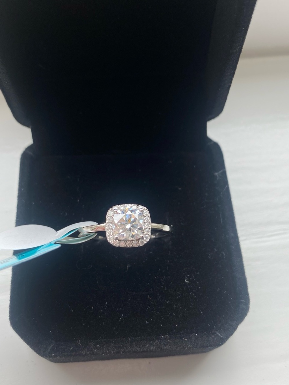 Moissanite Engagaement Ring with Halo Size 7